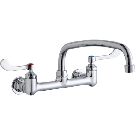 Elkay Elkay 8" Centers Wall Faucet 12" Arc Tube Spout 4" Wsbld Hdl Inlets LK940AT12T4H